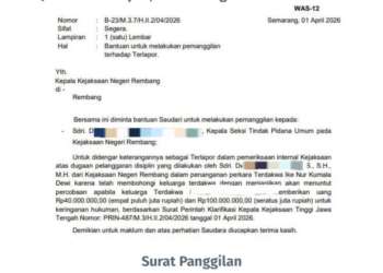 ​Diduga Peras Terdakwa Rp140 Juta, Kasi Pidum Kejari Rembang Diperiksa Kejati