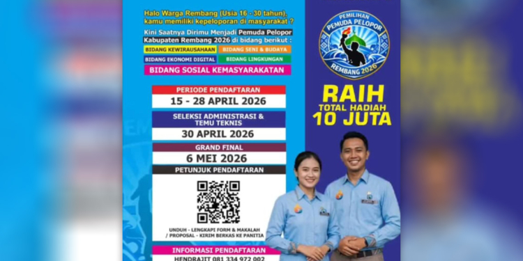 Saatnya Berkontribusi untuk Rembang! Daftar Pemuda Pelopor 2026, Total Hadiah Rp10 Juta